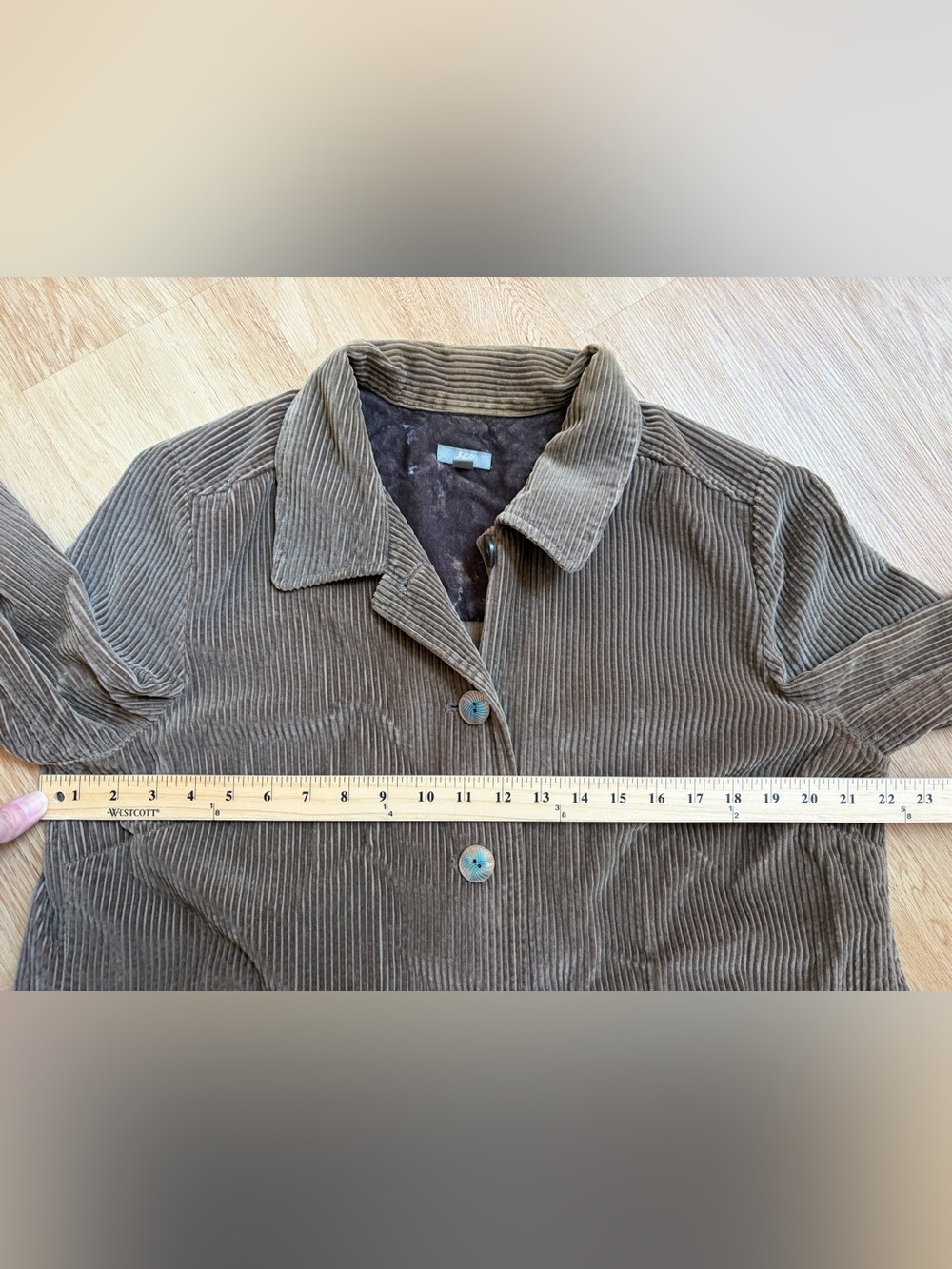 Vintage J. Jill Jacket Brown Corduroy Button Front Velvet Car Coat Swing Large - Picture 5 of 9